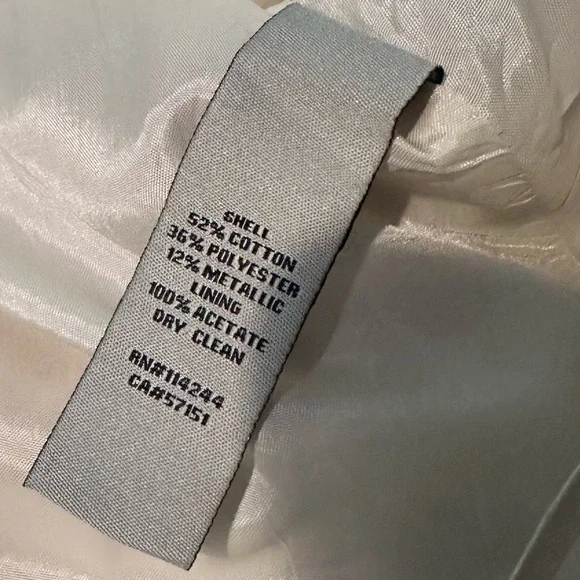 ELIZA J ~ Cream and Gold Jacquard Patterned Dress w/Pockets and Jewel Neckline - Picture 8 of 9